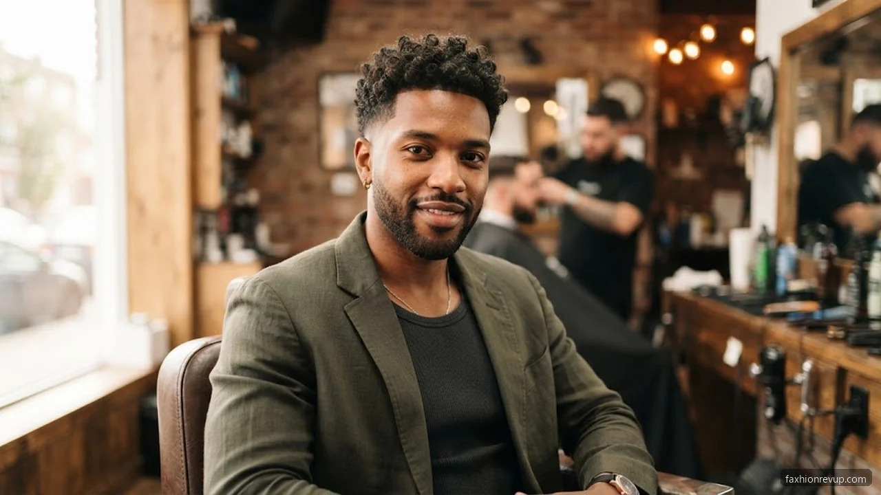 Drop Fade with Curls - Short Curly Hairstyles for Men hair visualizer