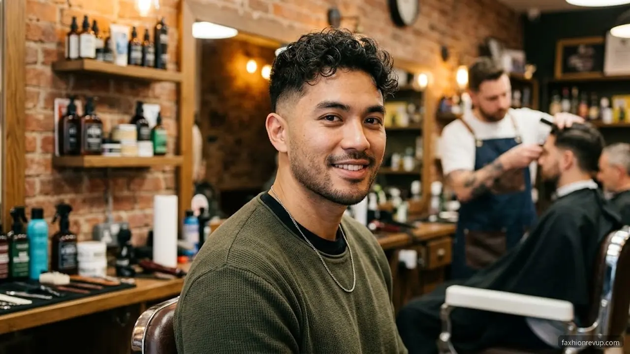 Low Skin Fade with Curly Top - Best Fades for Curly Hair hair visualizer