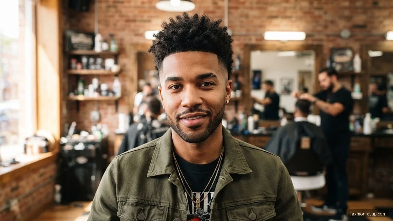 Curly Mohawk Fade - Short Curly Hairstyles for Men hair visualizer