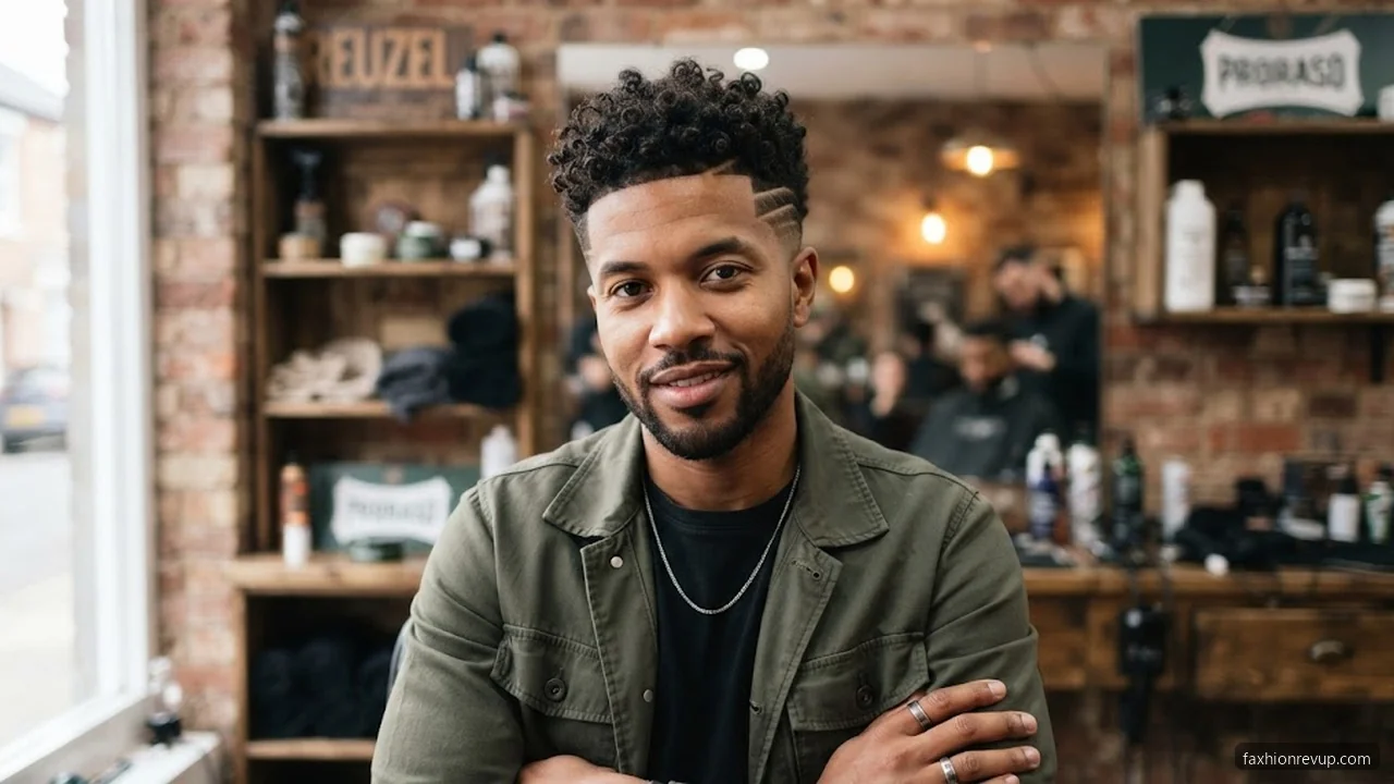 Curly Top with Hair Design - Short Curly Hairstyles for Men hair visualizer
