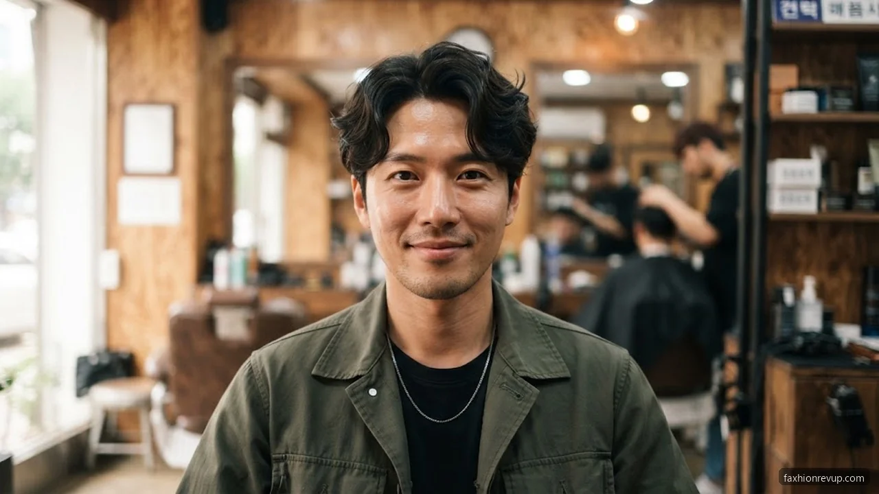 Wavy Korean Perm - Korean Hairstyles for Men hair visualizer