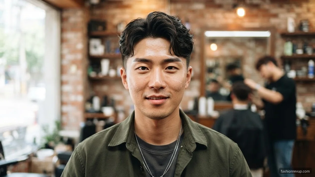 C-Curl Shadow Fade Perm - Korean Hairstyles for Men hair visualizer