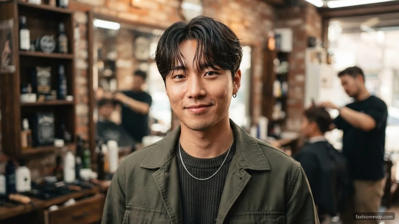 Airy Fringe Down Perm - Korean Hairstyles for Men hair visualizer