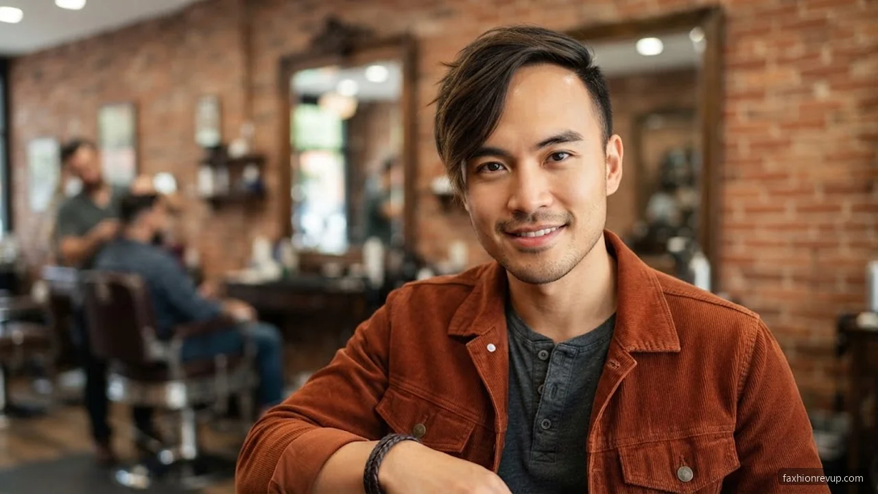 Side-Swept Fringe - Best Hairstyles for Men with Large Foreheads hair visualizer